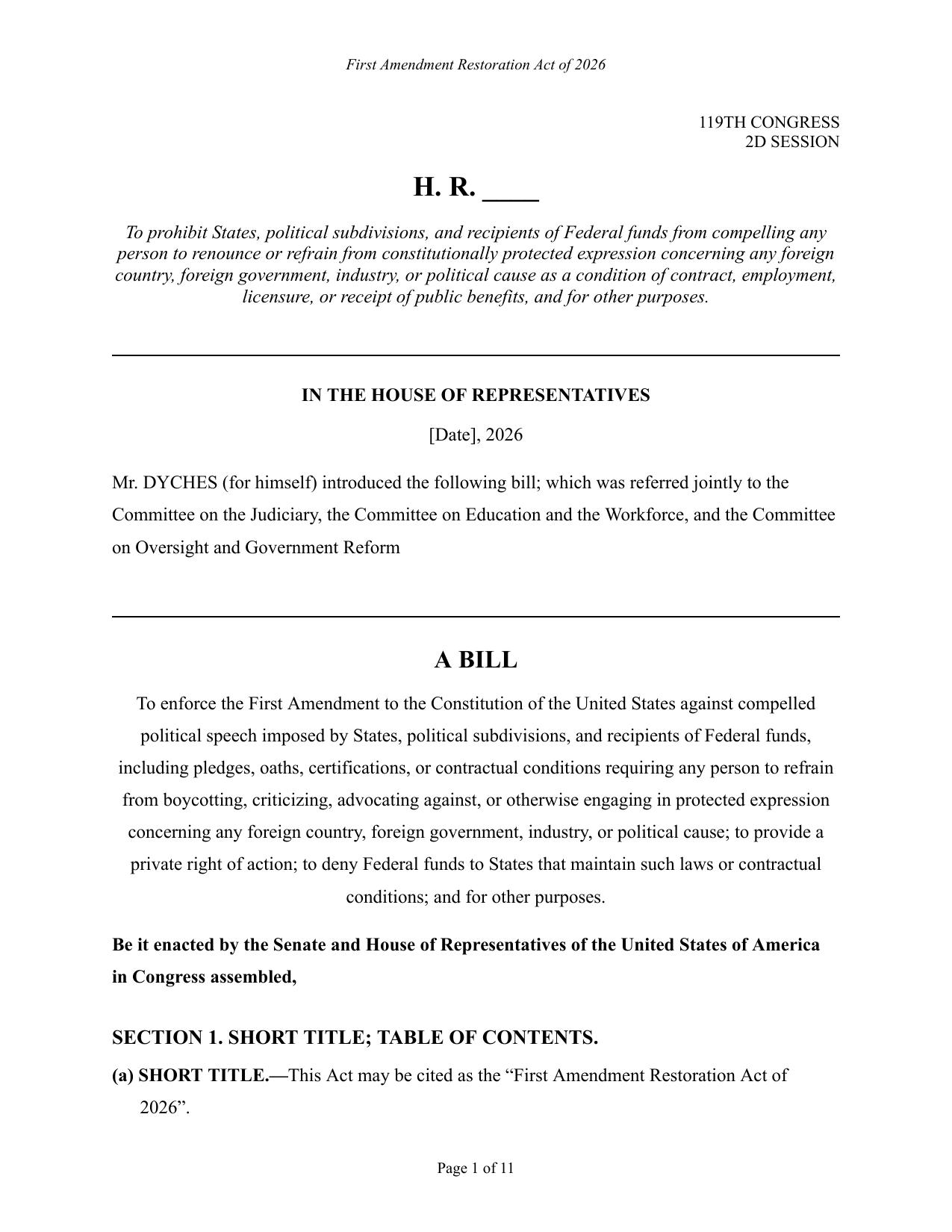 First Amendment Restoration Act thumbnail